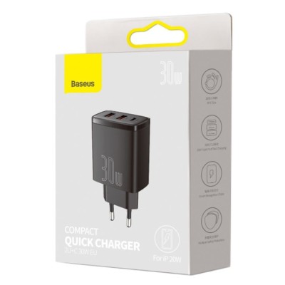 Зарядний Пристрій Baseus Compact Quick Charger 30W QC+ PD (1Type-C + 2USB) CCXJ-E02 White Зарядний Пристрій Baseus Compact Quick Charger 30W QC+ PD (1Type-C + 2USB) CCXJ-E02 White