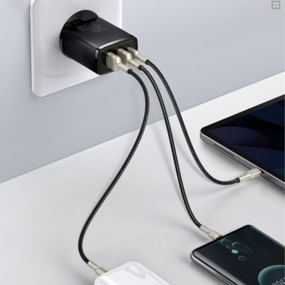 Зарядний Пристрій Baseus Compact Quick Charger 30W QC+ PD (1Type-C + 2USB) CCXJ-E02 White Зарядний Пристрій Baseus Compact Quick Charger 30W QC+ PD (1Type-C + 2USB) CCXJ-E02 White