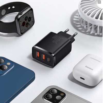Зарядний Пристрій Baseus Compact Quick Charger 30W QC+ PD (1Type-C + 2USB) CCXJ-E02 White Зарядний Пристрій Baseus Compact Quick Charger 30W QC+ PD (1Type-C + 2USB) CCXJ-E02 White