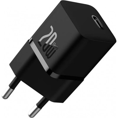 Зарядний Пристрій Baseus GaN5 Fast Charger(mini) 1C 20W EU Cluster with Data Cable Type-C to Type-C (P10110900113-00) Black