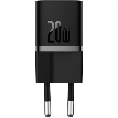 Зарядний Пристрій Baseus GaN5 Fast Charger(mini) 1C 20W EU Cluster with Data Cable Type-C to Type-C (P10110900113-00) Black