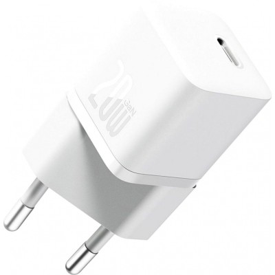 Зарядний Пристрій Baseus GaN5 Mini Fast Charger Type-C 20W (With Clable Type-C to Type-C 100W 1m) (P10110900213-01) White