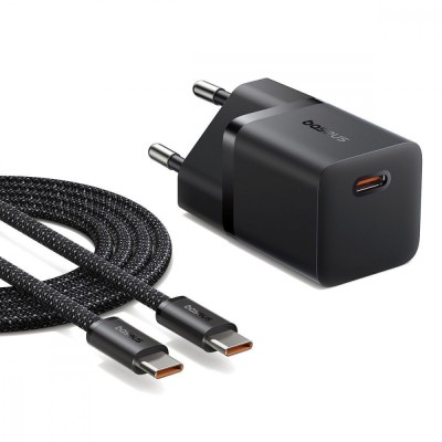 Зарядний Пристрій Baseus GaN5 Mini Fast Charger Type-C 25W (З кабелем Type-C to Type-C 100W 1m) (P10110909113-01) Black