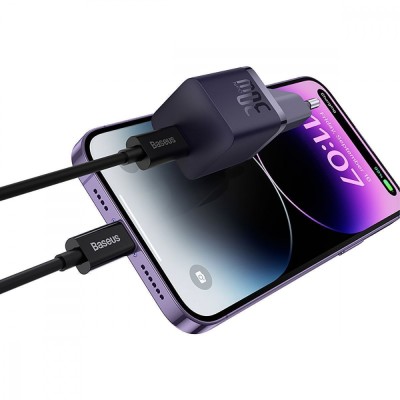Зарядний Пристрій Baseus GaN5 Mini Fast Charger Type-C 30W (With Cable Type-C to Type-C 100W 1m) (P10110902113-00) black