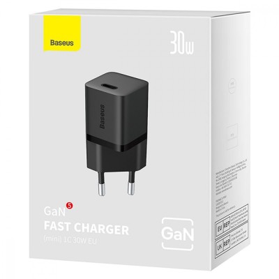 Зарядний Пристрій Baseus GaN5 Mini Fast Charger Type-C 30W (With Cable Type-C to Type-C 100W 1m) (P10110902213-00) white
