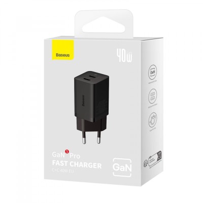 Зарядний Пристрій Baseus GaN5 Pro 40W Wall charger 2Type-C (CCGP180102) White