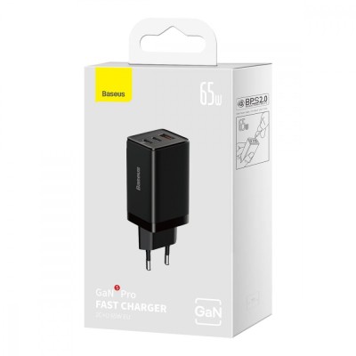 Зарядний Пристрій Baseus GaN5 Pro 65W 2C+U (CCGP120202 ) Бiлий Зарядний Пристрій Baseus GaN5 Pro 65W 2C+U (CCGP120202 ) Бiлий