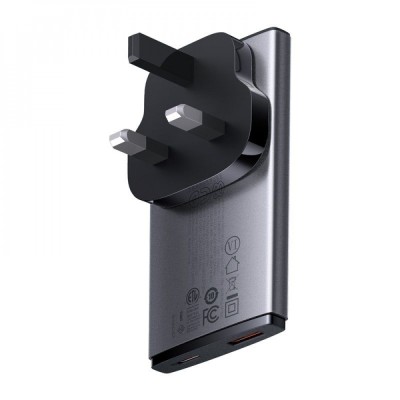 Зарядний Пристрій Baseus GaN5 Pro 65W Ultra-Slim (Type-C + USB) + Кабель Type-C to Type-C 100W (1м) (CCGP150113) Gray
