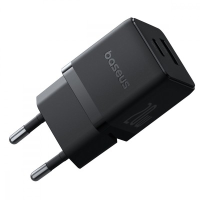 Зарядний Пристрій Baseus Palm Fast Charger Type-C+USB 30W (With Cable Type-C to Type-C 60W 1m) (P1011160A113-01) Black