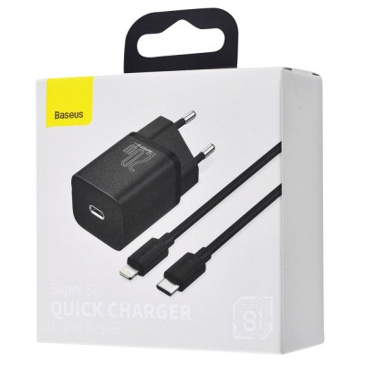 Зарядний Пристрій Baseus Super Silicone PD Charger 20W (1Type-C) + With Cable Type-C to Lightning (TZCCSUP-B01) Black Зарядний Пристрій Baseus Super Silicone PD Charger 20W (1Type-C) + With Cable Type-C to Lightning (TZCCSUP-B01) Black