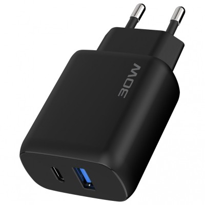 Зарядний Пристрій Proove Silicone Power 2 30W (Type-C + USB) + Cable Type-C to Type-C (1m) (WCSP23011001) black