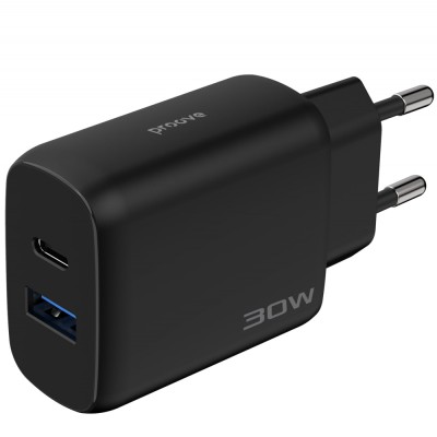 Зарядний Пристрій Proove Silicone Power 2 30W (Type-C + USB) + Cable Type-C to Type-C (1m) (WCSP23011001) black