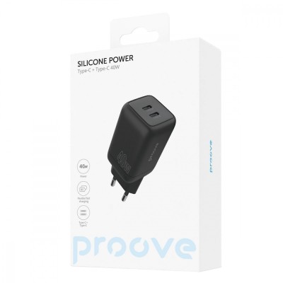 Зарядний Пристрій Proove Silicone Power 40W (Type-C + Type-C) (WCSP4020001) Black