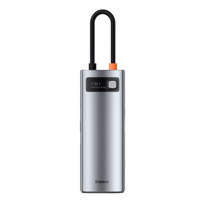 HUB Baseus Metal Gleam Multifunctional 7-in-1 (2xUSB3.0 + 4HKHD + 2xType-C + PD + TF + SD) (Grey) (WKWG020113)