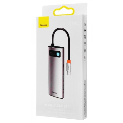 HUB Baseus Metal Gleam Multifunctional 7-in-1 (2xUSB3.0 + 4HKHD + 2xType-C + PD + TF + SD) (Grey) (WKWG020113)