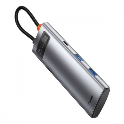 HUB Baseus Metal Gleam Multifunctional 7-in-1 (2xUSB3.0 + 4HKHD + 2xType-C + PD + TF + SD) (Grey) (WKWG020113)