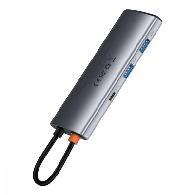 HUB Baseus Metal Gleam Multifunctional 7-in-1 (2xUSB3.0 + 4HKHD + 2xType-C + PD + TF + SD) (Grey) (WKWG020113)