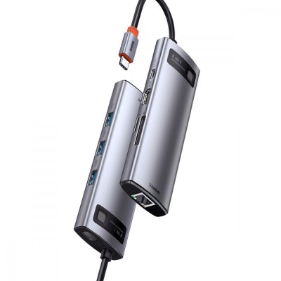 HUB Baseus Metal Gleam Multifunctional 8-in-1 Type-C (Gray) (CAHUB-CV0G)