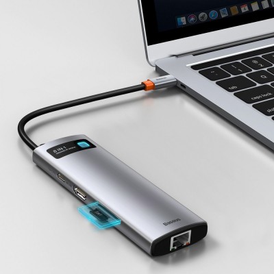 HUB Baseus Metal Gleam Multifunctional 8-in-1 Type-C (Gray) (CAHUB-CV0G)