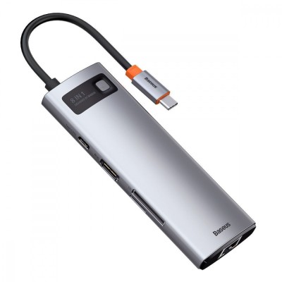 HUB Baseus Metal Gleam Multifunctional 8-in-1 Type-C (Gray) (CAHUB-CV0G)