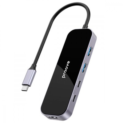 HUB Proove Shadow 6in1 Type-C To 2USB3.0 + 2Type-C + PD100W + HDMI (HBSW10221205) Dark Gray HUB Proove Shadow 6in1 Type-C To 2USB3.0 + 2Type-C + PD100W + HDMI (HBSW10221205) Dark Gray