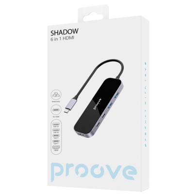 HUB Proove Shadow 6in1 Type-C To 2USB3.0 + 2Type-C + PD100W + HDMI (HBSW10221205) Dark Gray HUB Proove Shadow 6in1 Type-C To 2USB3.0 + 2Type-C + PD100W + HDMI (HBSW10221205) Dark Gray