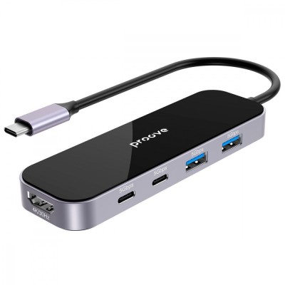 HUB Proove Shadow 6in1 Type-C To 2USB3.0 + 2Type-C + PD100W + HDMI (HBSW10221205) Dark Gray HUB Proove Shadow 6in1 Type-C To 2USB3.0 + 2Type-C + PD100W + HDMI (HBSW10221205) Dark Gray