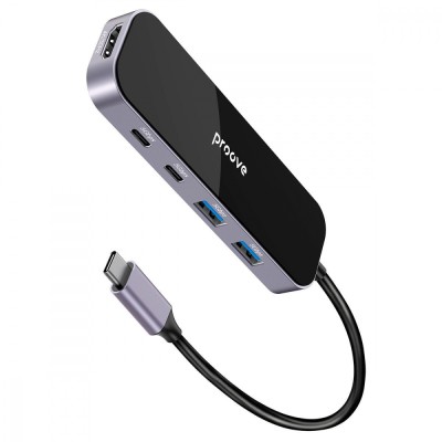 HUB Proove Shadow 6in1 Type-C To 2USB3.0 + 2Type-C + PD100W + HDMI (HBSW10221205) Dark Gray HUB Proove Shadow 6in1 Type-C To 2USB3.0 + 2Type-C + PD100W + HDMI (HBSW10221205) Dark Gray