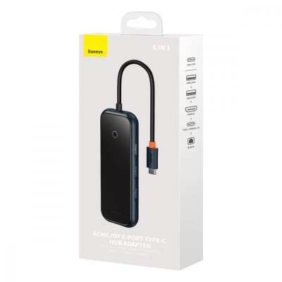 Type-C-Хаб Baseus AcmeJoy 6-Port Type-C HUB (Type-C To HDMI + 2xUSB3.0 + USB2.0 + Type-C PD&Data + RJ45) WKJZ010313 Dark Gray Type-C-Хаб Baseus AcmeJoy 6-Port Type-C HUB (Type-C To HDMI + 2xUSB3.0 + USB2.0 + Type-C PD&Data + RJ45) WKJZ010313 Dark Gray