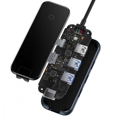 Type-C-Хаб Baseus AcmeJoy 6-Port Type-C HUB (Type-C To HDMI + 2xUSB3.0 + USB2.0 + Type-C PD&Data + RJ45) WKJZ010313 Dark Gray Type-C-Хаб Baseus AcmeJoy 6-Port Type-C HUB (Type-C To HDMI + 2xUSB3.0 + USB2.0 + Type-C PD&Data + RJ45) WKJZ010313 Dark Gray