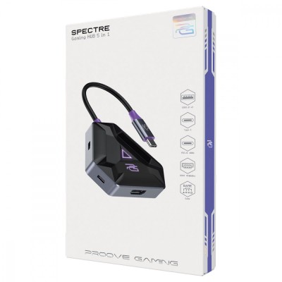 Type-C-Хаб Proove Gaming Spectre (2*USB3.0 + Type-C + PD100W + HDMI) (HBPG10221205) Dark Gray