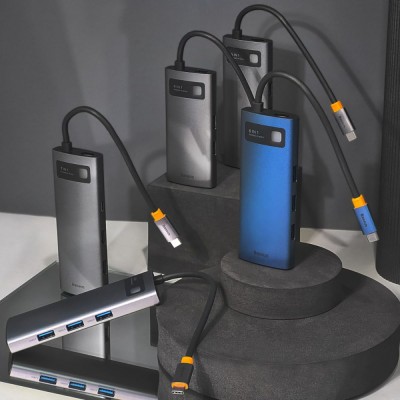 USB-Хаб Baseus Metal Gleam Series 6-in-1 Type-C CAHUB-CW0G Grey USB-Хаб Baseus Metal Gleam Series 6-in-1 Type-C CAHUB-CW0G Grey
