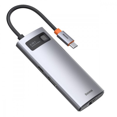 USB-Хаб Baseus Metal Gleam Series 6-in-1 Type-C CAHUB-CW0G Grey USB-Хаб Baseus Metal Gleam Series 6-in-1 Type-C CAHUB-CW0G Grey
