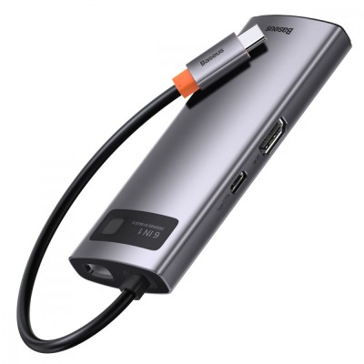 USB-Хаб Baseus Metal Gleam Series 6-in-1 Type-C CAHUB-CW0G Grey USB-Хаб Baseus Metal Gleam Series 6-in-1 Type-C CAHUB-CW0G Grey