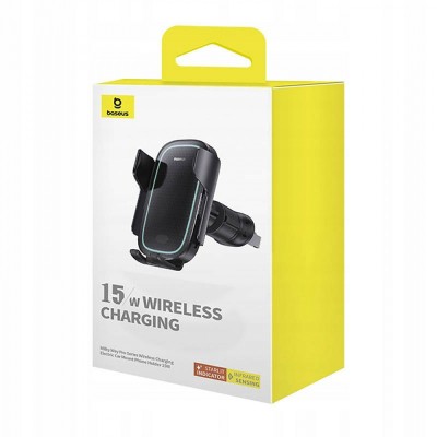 Автомобільний тримач З бездротовою зарядкою Baseus Milky Way Pro 15W (C40357000111-00) Black