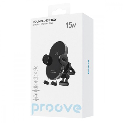 Автомобільний тримач З бездротовою зарядкою Proove Rounded Energy 15W (WHRE15010001) Black