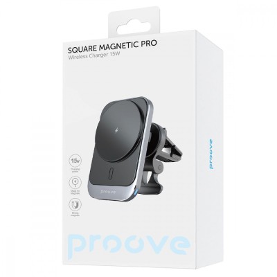Автомобільний тримач З бездротовою зарядкою Proove Square Magnetic PRO 15W (WHSP15010004) Metal Gray Автомобільний тримач З бездротовою зарядкою Proove Square Magnetic PRO 15W (WHSP15010004) Metal Gray