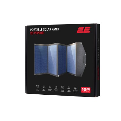 Портативна сонячна панель 2E, DC 100 Вт, USB-С 45 Вт, USB-A 18 Вт, USB-A 12 Вт (2E-PSP0031) Портативна сонячна панель 2E, DC 100 Вт, USB-С 45 Вт, USB-A 18 Вт, USB-A 12 Вт (2E-PSP0031)