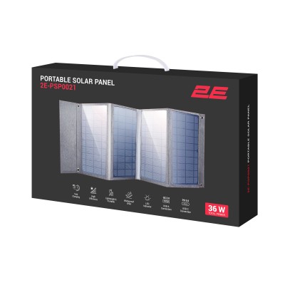 Портативна сонячна панель 2E, DC 36 Вт, USB-С 20 Вт, USB-A 18 Вт (2E-PSP0021) Портативна сонячна панель 2E, DC 36 Вт, USB-С 20 Вт, USB-A 18 Вт (2E-PSP0021)