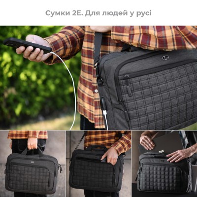 Сумка 2E CrossSquares 16", чорна (2E-CBN9198BK) Сумка 2E CrossSquares 16", чорна (2E-CBN9198BK)