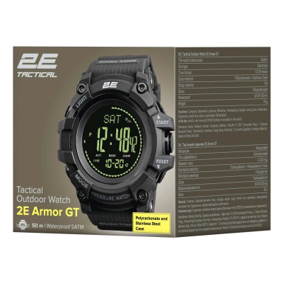 Тактичний годинник 2E Armor GT Black з компасом та крокоміром (2E-TCW20BK) Тактичний годинник 2E Armor GT Black з компасом та крокоміром (2E-TCW20BK)