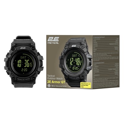 Тактичний годинник 2E Armor GT Black з компасом та крокоміром (2E-TCW20BK) Тактичний годинник 2E Armor GT Black з компасом та крокоміром (2E-TCW20BK)