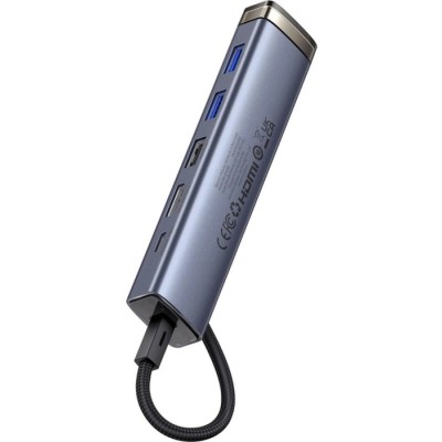 Хаб-адаптер Baseus UltraJoy Series 6-Port HUB AIR Space Gre (Type-C to HDMI4K@30Hz*1+USB3.0*2+USB2.0*1+Type-C3.0*1+PD*1) Хаб-адаптер Baseus UltraJoy Series 6-Port HUB AIR Space Gre (Type-C to HDMI4K@30Hz*1+USB3.0*2+USB2.0*1+Type-C3.0*1+PD*1)
