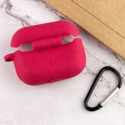 Силиконовый футляр New с карабином для наушников Airpods Pro Красный / Rose Red Силиконовый футляр New с карабином для наушников Airpods Pro Красный / Rose Red