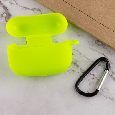 Силиконовый футляр New с карабином для наушников Airpods Pro Салатовый / Neon green Силиконовый футляр New с карабином для наушников Airpods Pro Салатовый / Neon green