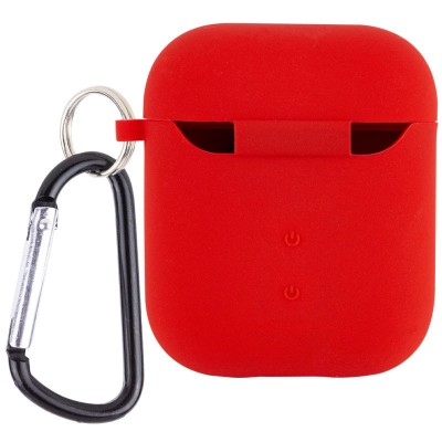 Силиконовый футляр с микрофиброй для наушников Airpods 1/2 Красный / Red Силиконовый футляр с микрофиброй для наушников Airpods 1/2 Красный / Red