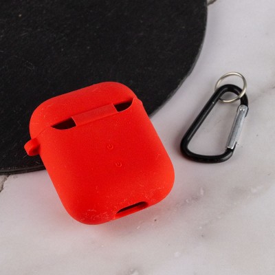 Силиконовый футляр с микрофиброй для наушников Airpods 1/2 Красный / Red Силиконовый футляр с микрофиброй для наушников Airpods 1/2 Красный / Red