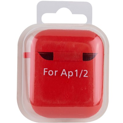 Силиконовый футляр с микрофиброй для наушников Airpods 1/2 Красный / Red Силиконовый футляр с микрофиброй для наушников Airpods 1/2 Красный / Red