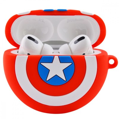 Силіконовий футляр Marvel & DC series для навушників AirPods 3 + кільце Капітан Америка / Червоний Силіконовий футляр Marvel & DC series для навушників AirPods 3 + кільце Капітан Америка / Червоний
