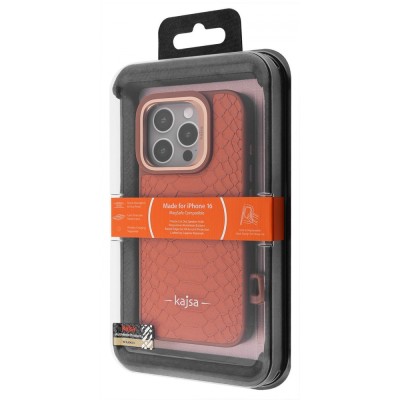 Чохол Kajsa Snake Pattern with Magnetic Ring iPhone 16 light gray